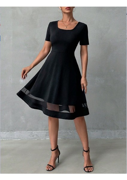 Etek Tül Detay Krep Elbise fırsatları