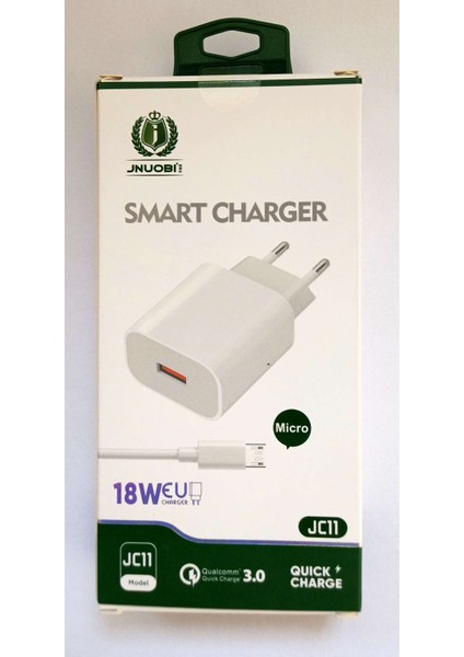 JC11 18W Micro-Usb Hızlı Şarj Adaptörü 3 A-5V / 2A-9V / 12V-1.5A