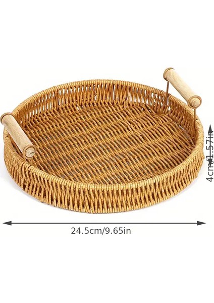 Rattan Servis Tepsisi, Çay, Meyve, Ekmek, Atıştırmalıklar Için Mükemmel ve Dayanıklı Tepsi