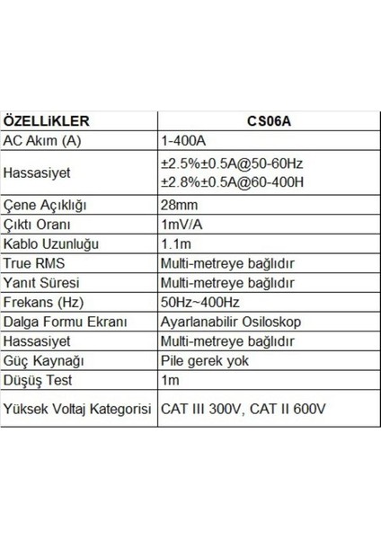 UT-CS06A 400A Ac Akım Pensi Sensörü Pensampermetre