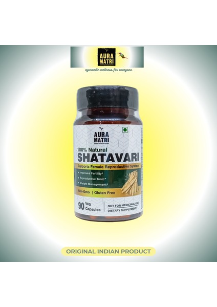 Aura Matri Shatavari Hint Kuşkonmazı (Asparagusracemosus) | 500MG, 90 Kapsül Bitki Bazlı Östrojen Kaynağı