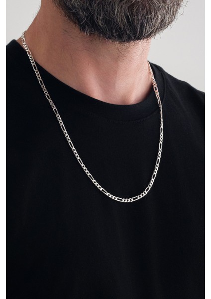 925 Ayar Gümüş Zincir 4mm Figaro Kolye