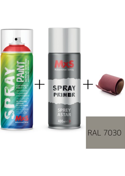 Sprey+Astar Premium Özel Yapım Akrilik Sprey Boya Seti 400 ml (Araba-Metal-Plastik-Ahşap) + Zımpara