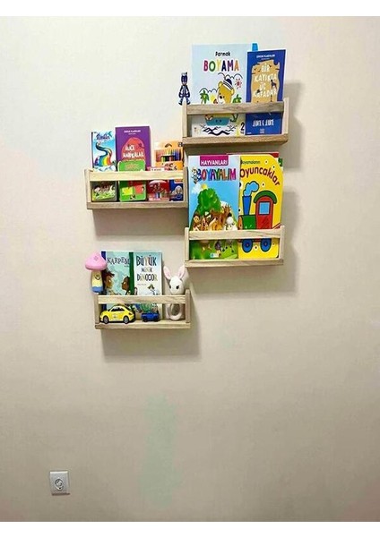 Dekoratif Ahşap 4'lü Ters Düz Model Banyo Rafı Ters Düz Raf 45CM Li