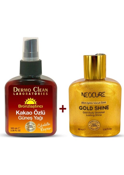 Kakao Özlü Bronzlaştırıcı Güneş Yağı 100 ml + Neocure Gold Vücut Simi 100 ml