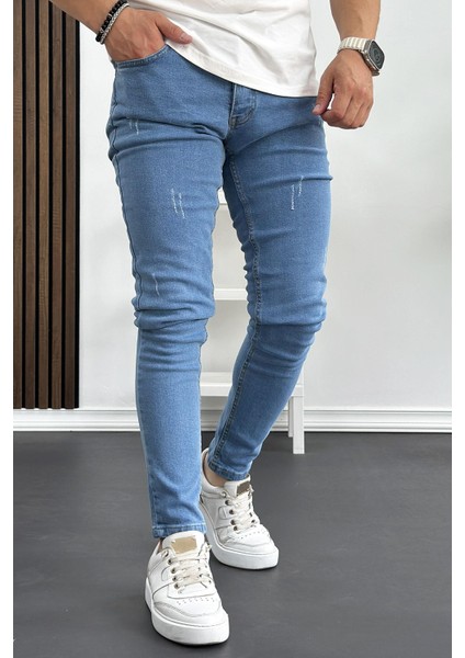 Erkek Slim Fit Jean Pantolon Açık Mavi Edw074