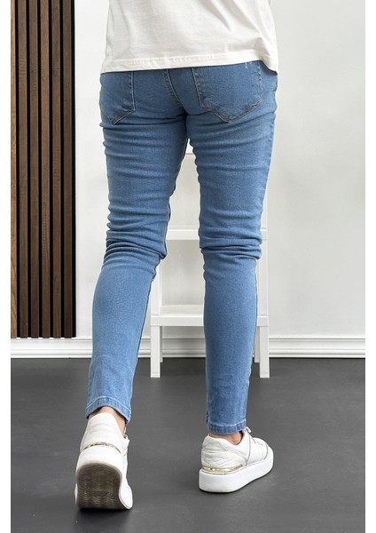 Erkek Slim Fit Jean Pantolon Açık Mavi Edw074 modelleri