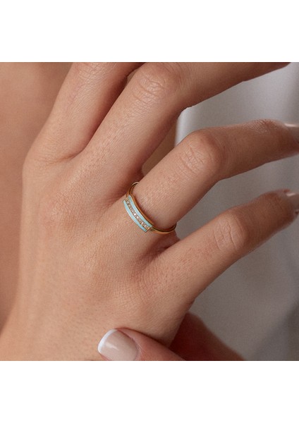 14 Ayar Altın Mineli Şık Kadın Yüzük
