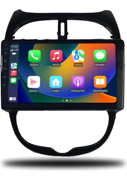 Peugeot 206 Android Carplay Multimedya 1999-2011 2gb Ram + 32GB Hafıza + 4 Çekirdek fiyatları