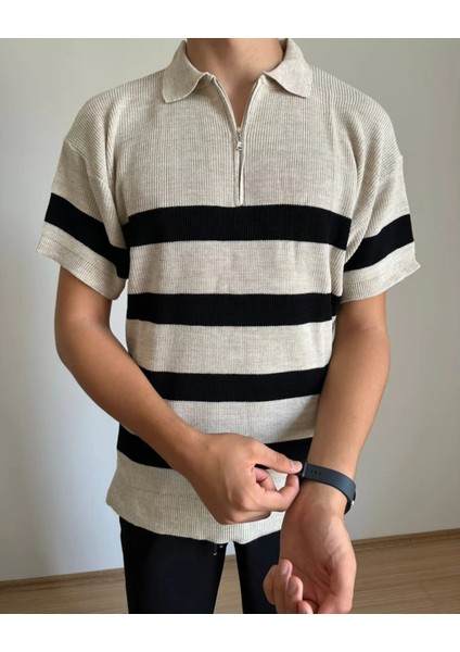 Triko Yarım Fermuarlı Tshirt
