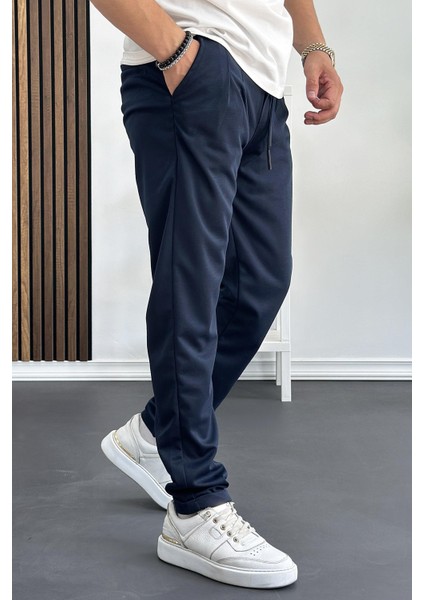 Erkek Beli Lastikli Double Paça Jogger Pantolon Lacivert EDW145