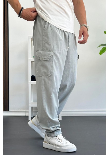 Erkek Baggy Kalıp Kargo Cepli Pantolon Gri EDW131 fiyatları