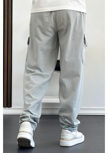 Erkek Baggy Kalıp Kargo Cepli Pantolon Gri EDW131 modelleri