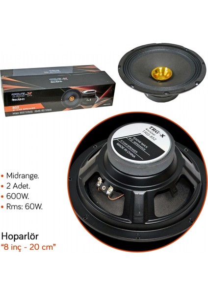 Hoparlör 20 cm - 8 Inç Midrange 600W (60W Rms) Trg 852
