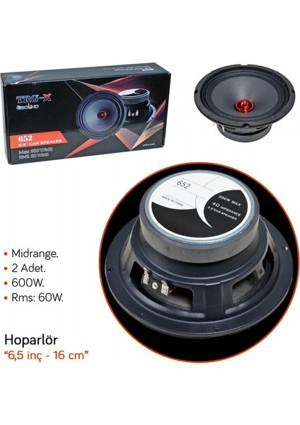 Hoparlör 16 cm - 6,5 Inç Midrange 600W (60W Rms) Trg 652