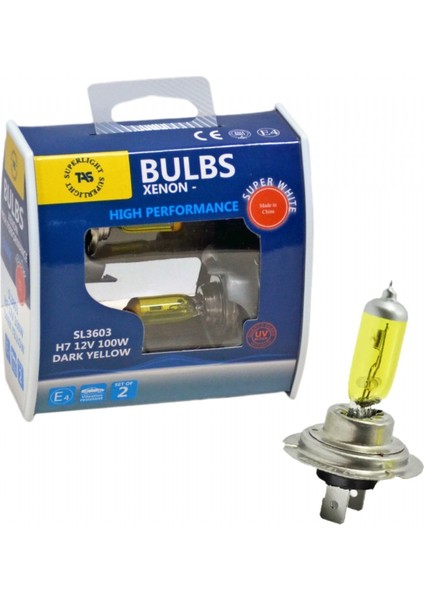 12V H7 Ampul Halogen Sarı 100W 5000K 2 Li SL3603