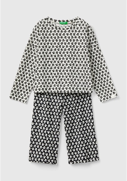 Kız Çocuk Karışık Tamamı Çiçek Desenli Pijama Takımı