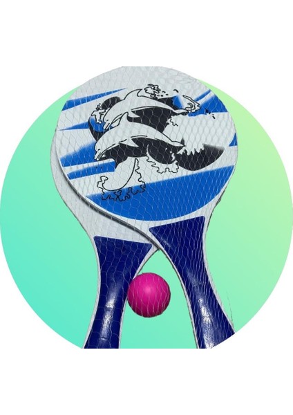 Beach Ball Ahşap Plaj Tenis Raketi ve Kaliteli Top Fileli Set (2 Raket + 1 Top) fiyatları