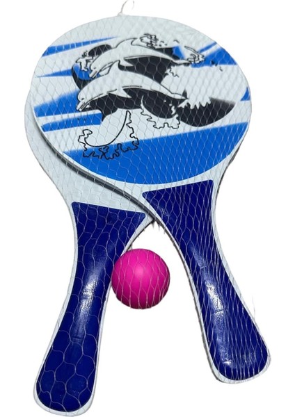 Beach Ball Ahşap Plaj Tenis Raketi ve Kaliteli Top Fileli Set (2 Raket + 1 Top) fırsatları