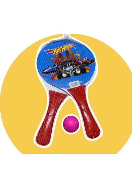 Beach Ball Sahil Havuz Ahşap Plaj Tenis Raketi ve Kaliteli Top Fileli Set (2 Raket + 1 Top)