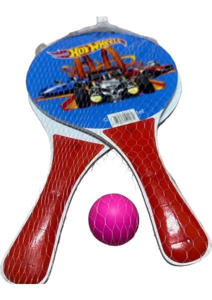 Beach Ball Sahil Havuz Ahşap Plaj Tenis Raketi ve Kaliteli Top Fileli Set (2 Raket + 1 Top)