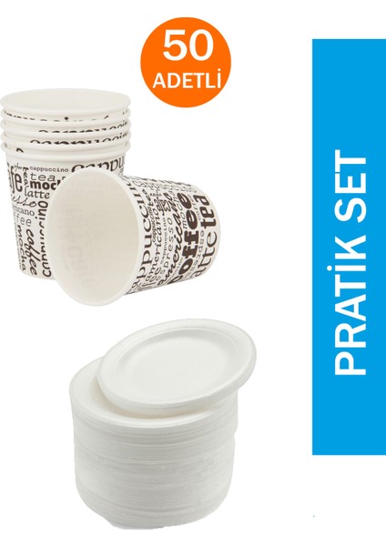 Pratik Set Köpük Tabak Karton Bardak