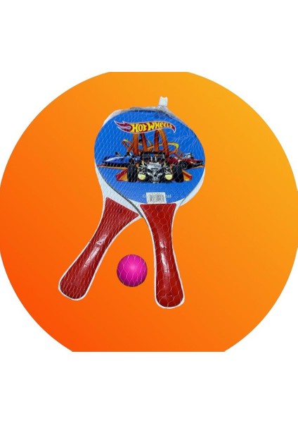 Beach Ball Sahil Havuz Ahşap Plaj Tenis Raketi ve Kaliteli Top Fileli Set (2 Raket + 1 Top)