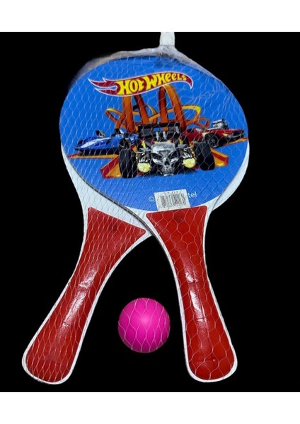 Beach Ball Sahil Havuz Ahşap Plaj Tenis Raketi ve Kaliteli Top Fileli Set (2 Raket + 1 Top)