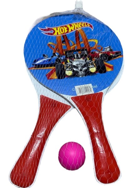 Beach Ball Sahil Havuz Ahşap Plaj Tenis Raketi ve Kaliteli Top Fileli Set (2 Raket + 1 Top)