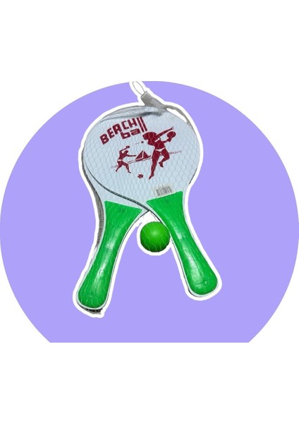 Beach Ball Sahil Havuz Ahşap Plaj Tenis Raketi ve Kaliteli Top Fileli Set (2 Raket + 1 Top) fiyatları