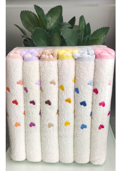 (6'lı Set) Çeyizlik Kalp Nakışlı Ponponlu Bukle Lüks Havlu Seti 30X50 Cm. fırsatları