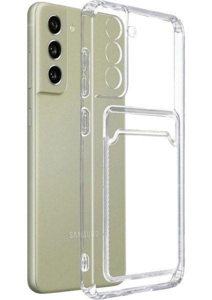 Samsung Galaxy S21 FE Kılıf Darbe Emici Köşe Korumalı Kartlıklı Cüzdanlı Silikon Kapak