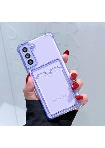 Samsung Galaxy S21 FE Kılıf Darbe Emici Köşe Korumalı Kartlıklı Cüzdanlı Silikon Kapak