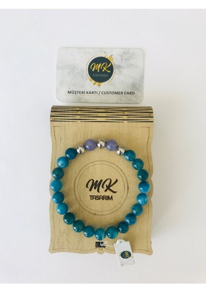 Gerçek Apatit Mor Kuvars Taşı Bileklik MKT29001