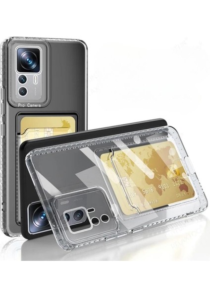 Xiaomi 12T Kılıf Darbe Emici Köşe Korumalı Kartlıklı Cüzdanlı Silikon Kapak