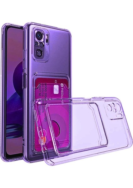 Redmi Note 10 4G Kılıf Darbe Emici Köşe Korumalı Kartlıklı Cüzdanlı Silikon Kapak