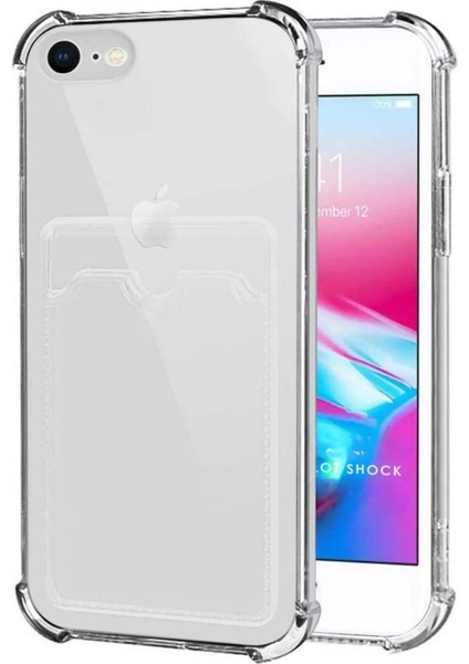 Apple iPhone 8 Kılıf Darbe Emici Köşe Korumalı Kartlıklı Cüzdanlı Silikon Kapak