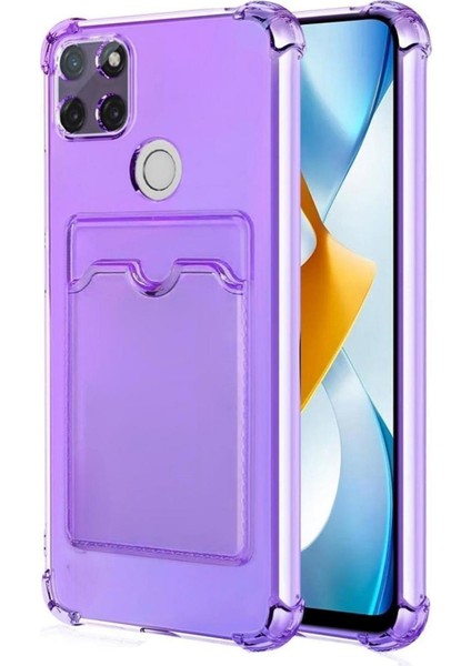 Realme C21Y Kılıf Darbe Emici Köşe Korumalı Kartlıklı Cüzdanlı Silikon Kapak