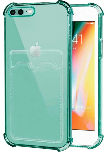 Apple iPhone 7 Plus Kılıf Darbe Emici Köşe Korumalı Kartlıklı Cüzdanlı Silikon Kapak