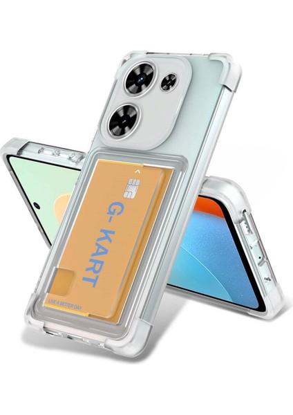 Tecno Camon 20 Pro Kılıf Darbe Emici Köşe Korumalı Kartlıklı Cüzdanlı Silikon Kapak