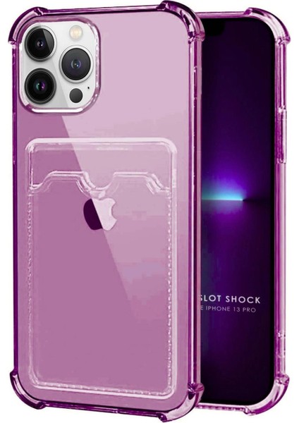 Apple iPhone 13 Pro Kılıf Darbe Emici Köşe Korumalı Kartlıklı Cüzdanlı Silikon Kapak