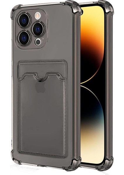 Apple iPhone 15 Pro Max Kılıf Darbe Emici Köşe Korumalı Kartlıklı Cüzdanlı Silikon Kapak