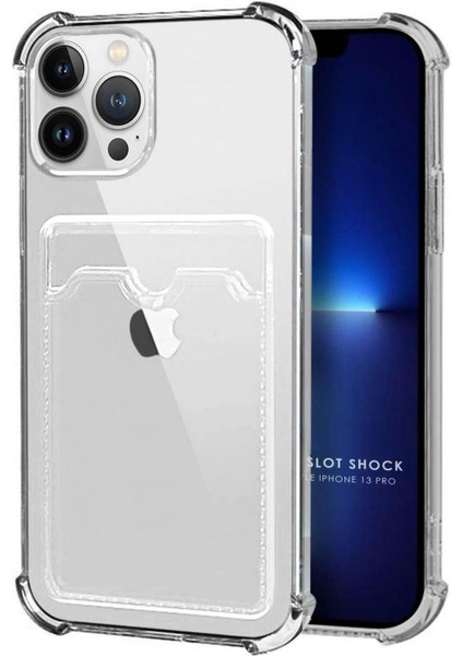 Apple iPhone 13 Pro Kılıf Darbe Emici Köşe Korumalı Kartlıklı Cüzdanlı Silikon Kapak