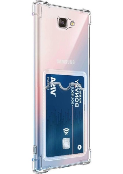 Samsung Galaxy J7 Prime Kılıf Darbe Emici Köşe Korumalı Kartlıklı Cüzdanlı Silikon Kapak