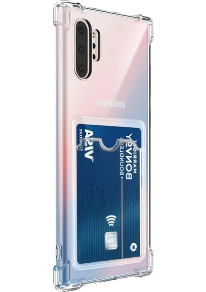 Samsung Galaxy Note 10 Plus Kılıf Darbe Emici Köşe Korumalı Kartlıklı Cüzdanlı Silikon Kapak