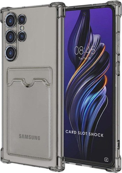 Samsung Galaxy S24 Ultra Kılıf Darbe Emici Köşe Korumalı Kartlıklı Cüzdanlı Silikon Kapak