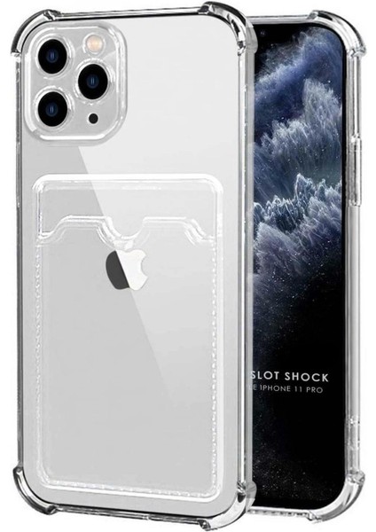 Apple iPhone 11 Pro Kılıf Darbe Emici Köşe Korumalı Kartlıklı Cüzdanlı Silikon Kapak