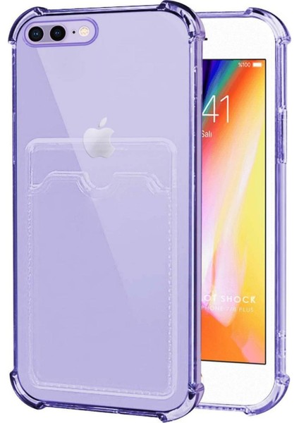 Apple iPhone 8 Plus Kılıf Darbe Emici Köşe Korumalı Kartlıklı Cüzdanlı Silikon Kapak
