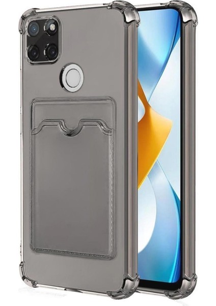 Realme C21Y Kılıf Darbe Emici Köşe Korumalı Kartlıklı Cüzdanlı Silikon Kapak
