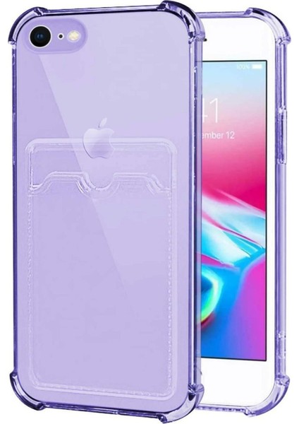 Apple iPhone 8 Kılıf Darbe Emici Köşe Korumalı Kartlıklı Cüzdanlı Silikon Kapak